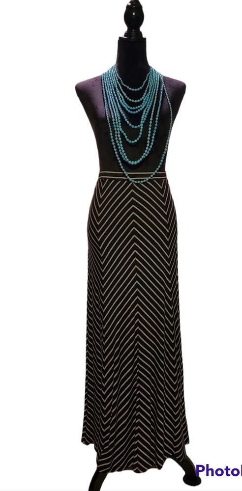 Joan Vass Studio Maxi Skirt Sz Sm ~ Black and Gray Chevron pattern